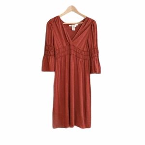 Max Studio Bell long sleeve dress Rust Orange Size XS 0 2 Peasant Dress Fall